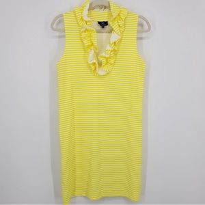 Sailor-Sailor by Just Madras Tuckernuck Skipper Striped Ruffle Dress Yellow Sz S